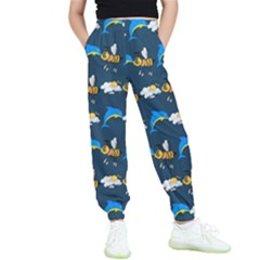 Dolphins Bees Pattern Kids  Elastic Waist Pants by Sparkle