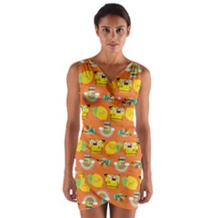 Minionspattern Wrap Front Bodycon Dress