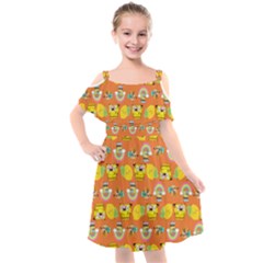 Minionspattern Kids  Cut Out Shoulders Chiffon Dress by Sparkle