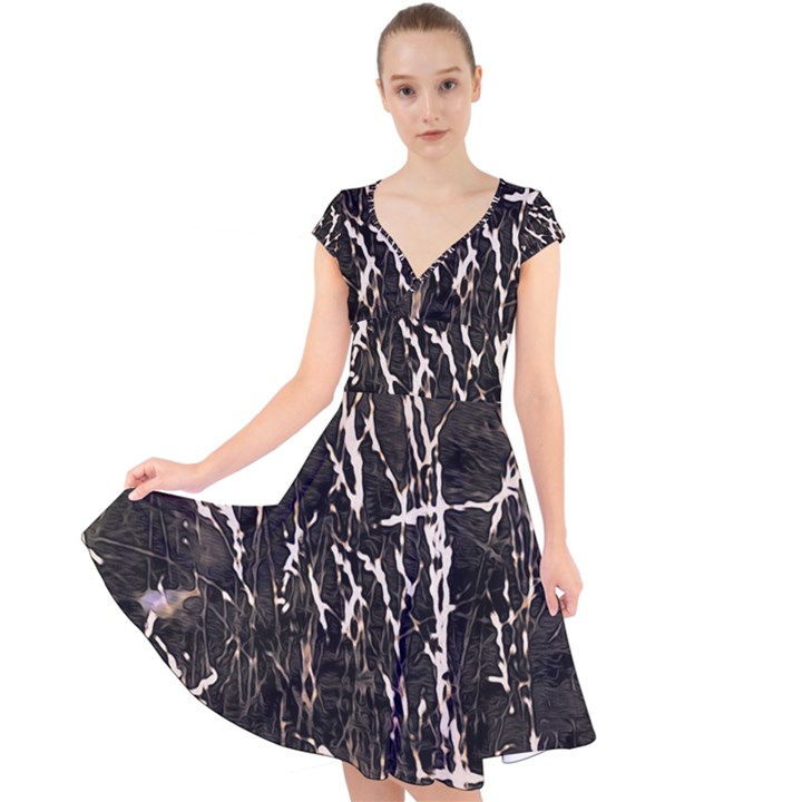 Abstract light games 2 Cap Sleeve Front Wrap Midi Dress