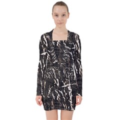 Abstract Light Games 2 V-neck Bodycon Long Sleeve Dress by DimitriosArt