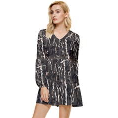 Abstract Light Games 2 Tiered Long Sleeve Mini Dress by DimitriosArt