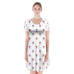 Weird Fantasy Bird Drawing Motif Pattern Short Sleeve V-neck Flare Dress by dflcprintsclothing