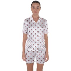 Weird Fantasy Bird Drawing Motif Pattern Satin Short Sleeve Pajamas Set by dflcprintsclothing