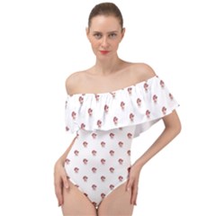 Weird Fantasy Bird Drawing Motif Pattern Off Shoulder Velour Bodysuit  by dflcprintsclothing