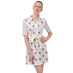 Weird Fantasy Bird Drawing Motif Pattern Belted Shirt Dress by dflcprintsclothing