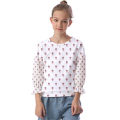 Weird Fantasy Bird Drawing Motif Pattern Kids  Cuff Sleeve Top