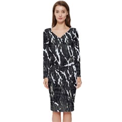 Abstract Light Games 3 Long Sleeve V-neck Bodycon Dress 