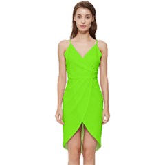 Lawn Green Wrap Frill Dress