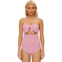 Light Pink Knot Front One-piece Swimsuit