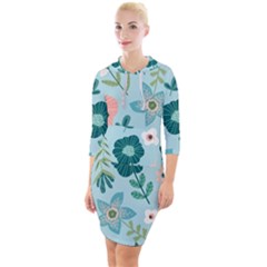 Flower Quarter Sleeve Hood Bodycon Dress by zappwaits