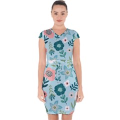 Flower Capsleeve Drawstring Dress  by zappwaits