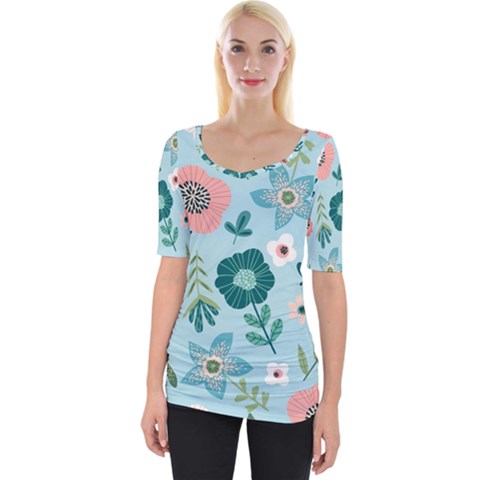 Flower Wide Neckline Tee by zappwaits