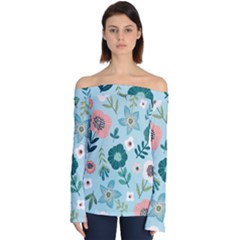 Flower Off Shoulder Long Sleeve Top by zappwaits