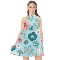 Flower Halter Neckline Chiffon Dress  by zappwaits