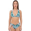 Flower Double Strap Halter Bikini Set View1