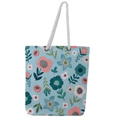 Flower Full Print Rope Handle Tote (large)