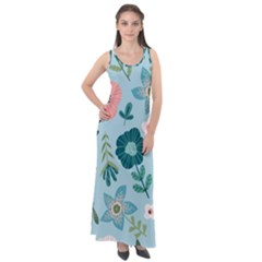 Flower Sleeveless Velour Maxi Dress by zappwaits