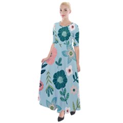 Flower Half Sleeves Maxi Dress by zappwaits