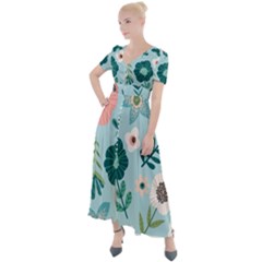 Flower Button Up Short Sleeve Maxi Dress by zappwaits