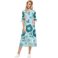 Flower Bow Sleeve Chiffon Midi Dress by zappwaits