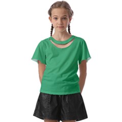 Medium Sea Green Kids  Front Cut Tee