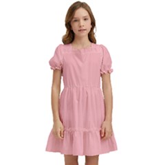 Light Pink Kids  Puff Sleeved Dress