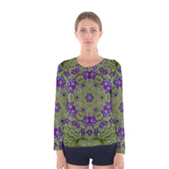 Retro And Tropical Paradise Artwork Women s Long Sleeve Tee