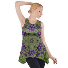 Retro And Tropical Paradise Artwork Side Drop Tank Tunic by pepitasart