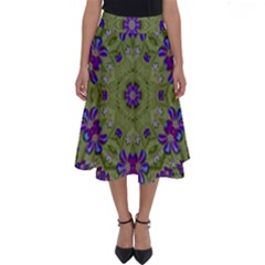 Retro And Tropical Paradise Artwork Perfect Length Midi Skirt by pepitasart