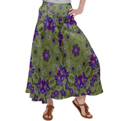 Retro And Tropical Paradise Artwork Satin Palazzo Pants by pepitasart