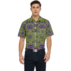 Retro And Tropical Paradise Artwork Men s Short Sleeve Pocket Shirt  by pepitasart