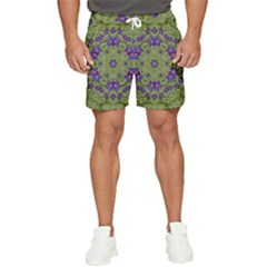 Retro And Tropical Paradise Artwork Men s Runner Shorts by pepitasart