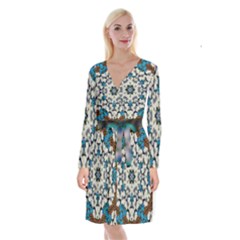 Paradise Flowers And Candle Light Long Sleeve Velvet Front Wrap Dress by pepitasart