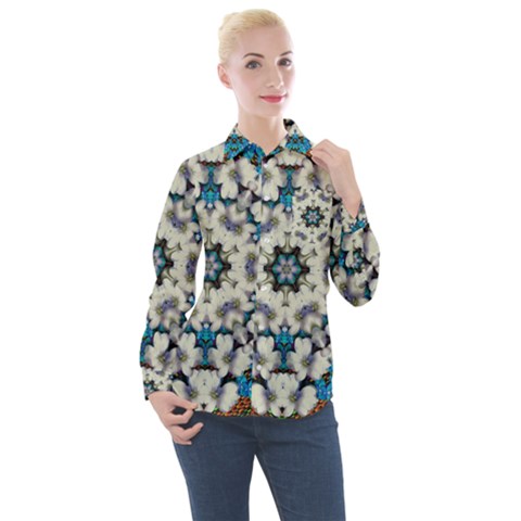 Paradise Flowers And Candle Light Women s Long Sleeve Pocket Shirt by pepitasart