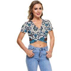 Paradise Flowers And Candle Light Short Sleeve Foldover Tee