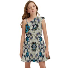 Paradise Flowers And Candle Light Kids  One Shoulder Party Dress