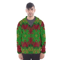 Peacock Lace So Tropical Men s Hooded Windbreaker by pepitasart