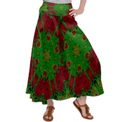 Peacock Lace So Tropical Satin Palazzo Pants by pepitasart