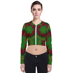 Peacock Lace So Tropical Long Sleeve Zip Up Bomber Jacket by pepitasart