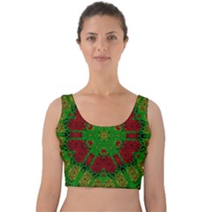 Peacock Lace So Tropical Velvet Crop Top by pepitasart