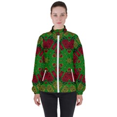 Peacock Lace So Tropical Women s High Neck Windbreaker by pepitasart