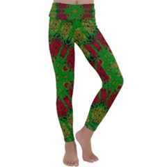 Peacock Lace So Tropical Kids  Lightweight Velour Classic Yoga Leggings by pepitasart