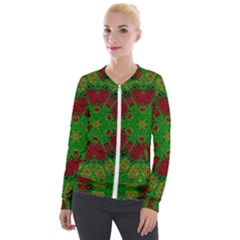 Peacock Lace So Tropical Velvet Zip Up Jacket by pepitasart