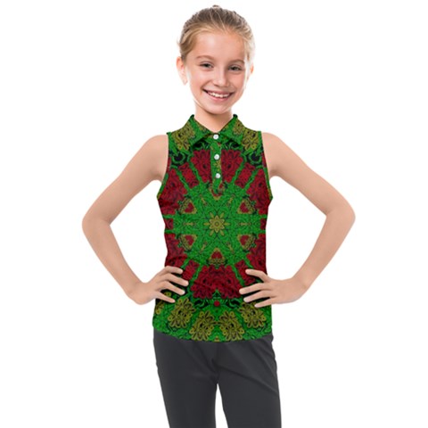 Peacock Lace So Tropical Kids  Sleeveless Polo Tee by pepitasart