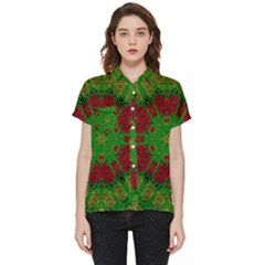 Peacock Lace So Tropical Short Sleeve Pocket Shirt by pepitasart