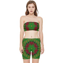 Peacock Lace So Tropical Stretch Shorts And Tube Top Set by pepitasart