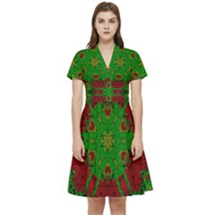 Peacock Lace So Tropical Short Sleeve Waist Detail Dress by pepitasart