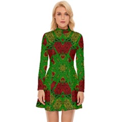 Peacock Lace So Tropical Long Sleeve Velour Longline Dress by pepitasart