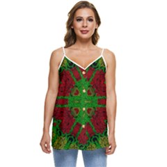 Peacock Lace So Tropical Casual Spaghetti Strap Chiffon Top